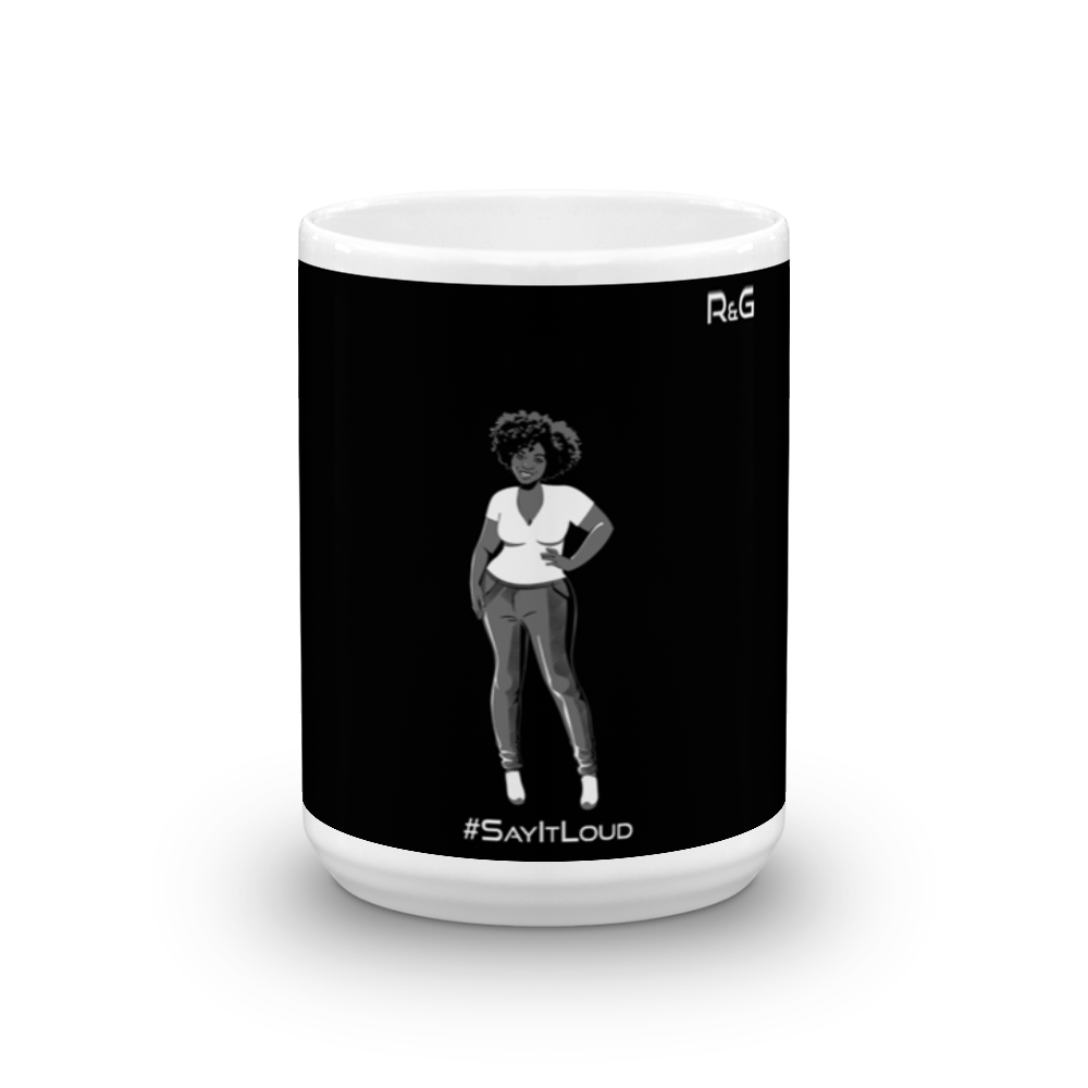 Natural Black Woman Mug With Hand on Hip - #SayItLoud